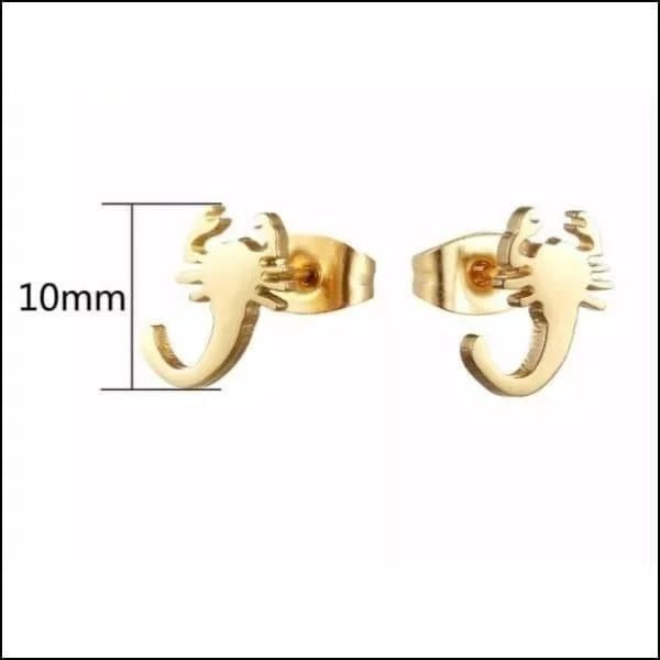 RVS Dieren Oorbellen Diverse Motieven - Dierenliefhebber Oorstekers - Schorpioen/Goudkleur-10mm -