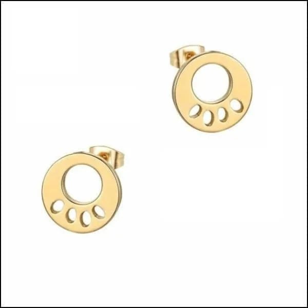 RVS Dieren Oorbellen Diverse Motieven - Dierenliefhebber Oorstekers - Pootafdruk/Goudkleur-10mm -