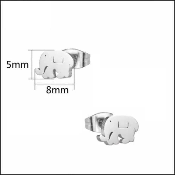 RVS Dieren Oorbellen Diverse Motieven - Dierenliefhebber Oorstekers - Olifant/Zilverkleur-8x5mm -