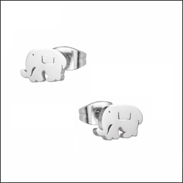 RVS Dieren Oorbellen Diverse Motieven - Dierenliefhebber Oorstekers - Olifant/Zilverkleur-10x6mm -
