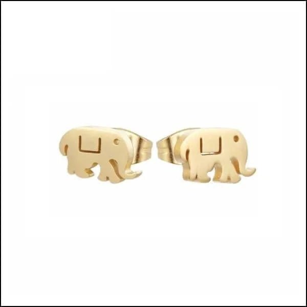 RVS Dieren Oorbellen Diverse Motieven - Dierenliefhebber Oorstekers - Olifant/Goudkleur-7x4,5mm -