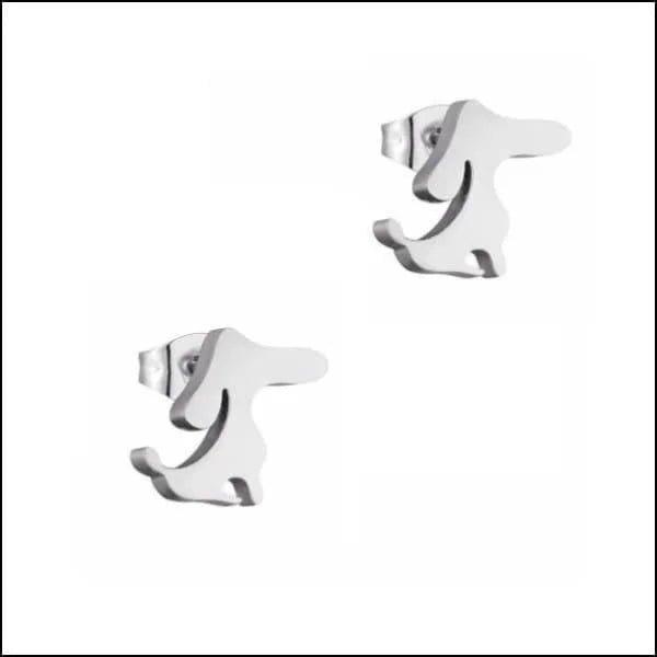 RVS Dieren Oorbellen Diverse Motieven - Dierenliefhebber Oorstekers - Hondje/Zilverkleur-9mm -