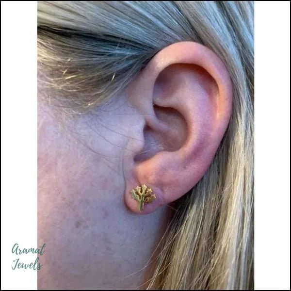 RVS Levensboom Oorbellen Diverse Kleuren 10mm - Tree of Life Studs - Ros&Atilde;&copy;kleur-10mm -