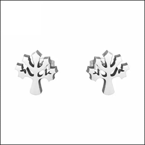 RVS Levensboom Oorbellen Diverse Kleuren 10mm - Tree of Life Studs - Ros&Atilde;&copy;kleur-10mm -