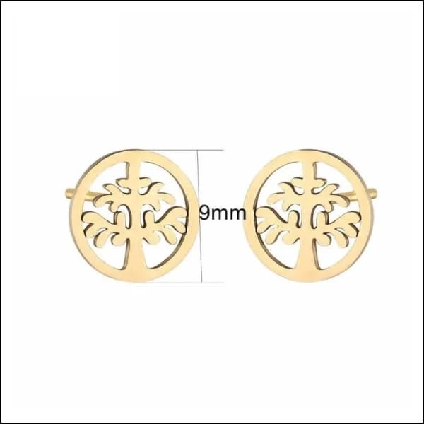 RVS Levensboom Oorbellen Diverse Kleuren 10mm - Tree of Life Studs - Multi kleur-9mm -