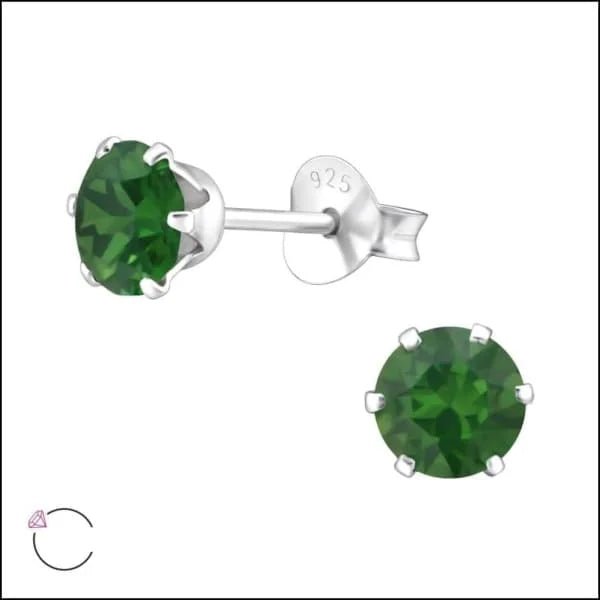 925 Zilveren Kristallen Oorbellen Rond 4-8mm - Sprankelende Studs - 5mm / Bruin -