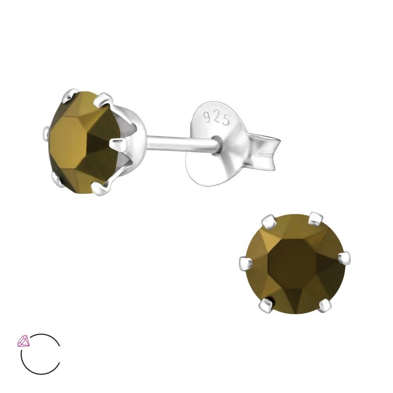 925 Zilveren Kristallen Oorbellen Rond 4-8mm - Sprankelende Studs - 5mm / Dorado -
