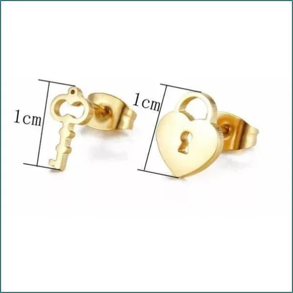Sleutel Oorbellen: Stijlvolle Stalen Accessoires - Hartje-Goudkleur-10mm -