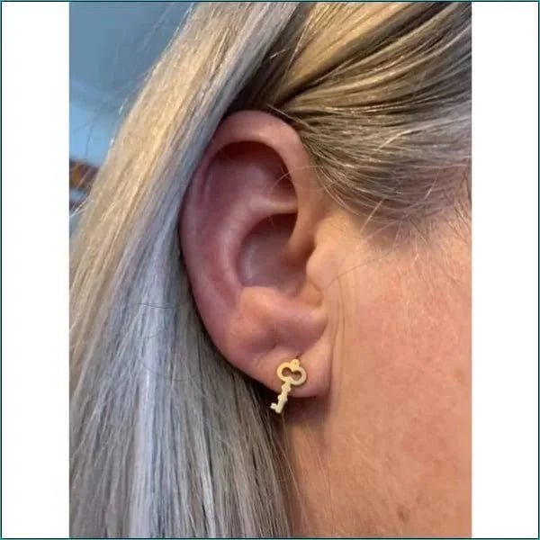 Sleutel Oorbellen: Stijlvolle Stalen Accessoires - Hartje-Goudkleur-10mm -