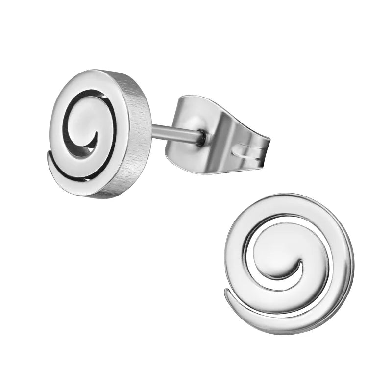 RVS Spiraal Oorbellen Diverse Kleuren 8-12mm - Trendy Spiral Studs - Zilverkleurig-7mm -