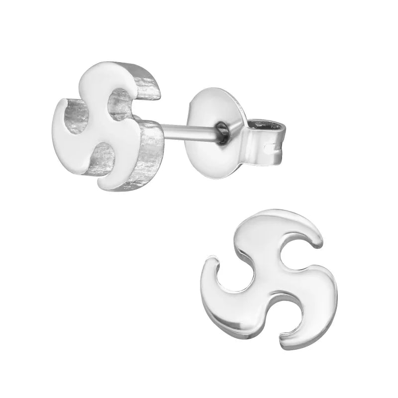 RVS Spiraal Oorbellen Diverse Kleuren 8-12mm - Trendy Spiral Studs - Fun-Zilverkleurig-7mm -