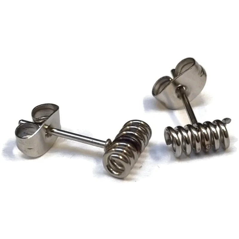 RVS Spiraal Oorbellen Diverse Kleuren 8-12mm - Trendy Spiral Studs - Zilverkleurig-8x2mm -