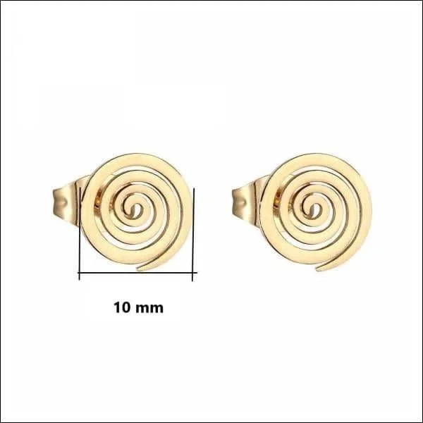 RVS Spiraal Oorbellen Diverse Kleuren 8-12mm - Trendy Spiral Studs - Goudkleurig-10mm -