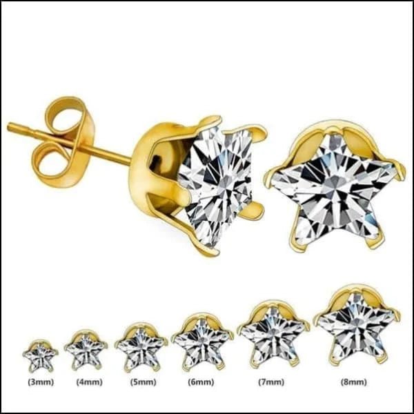 RVS Ster Oorbellen met Zirkonia Diverse Kleuren - Sterretjes Oorstekers - Zilverkleurig / 10mm / Tra