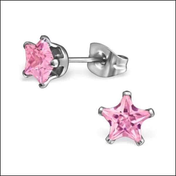 RVS Ster Oorbellen met Zirkonia Diverse Kleuren - Sterretjes Oorstekers - Goudkleurig / 3mm / Transp