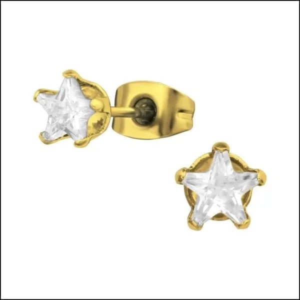 RVS Ster Oorbellen met Zirkonia Diverse Kleuren - Sterretjes Oorstekers - Zilverkleurig / 4mm / Zwar