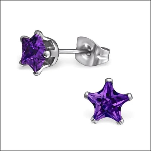 RVS Ster Oorbellen met Zirkonia Diverse Kleuren - Sterretjes Oorstekers - Zilverkleurig / 4mm / Zwar