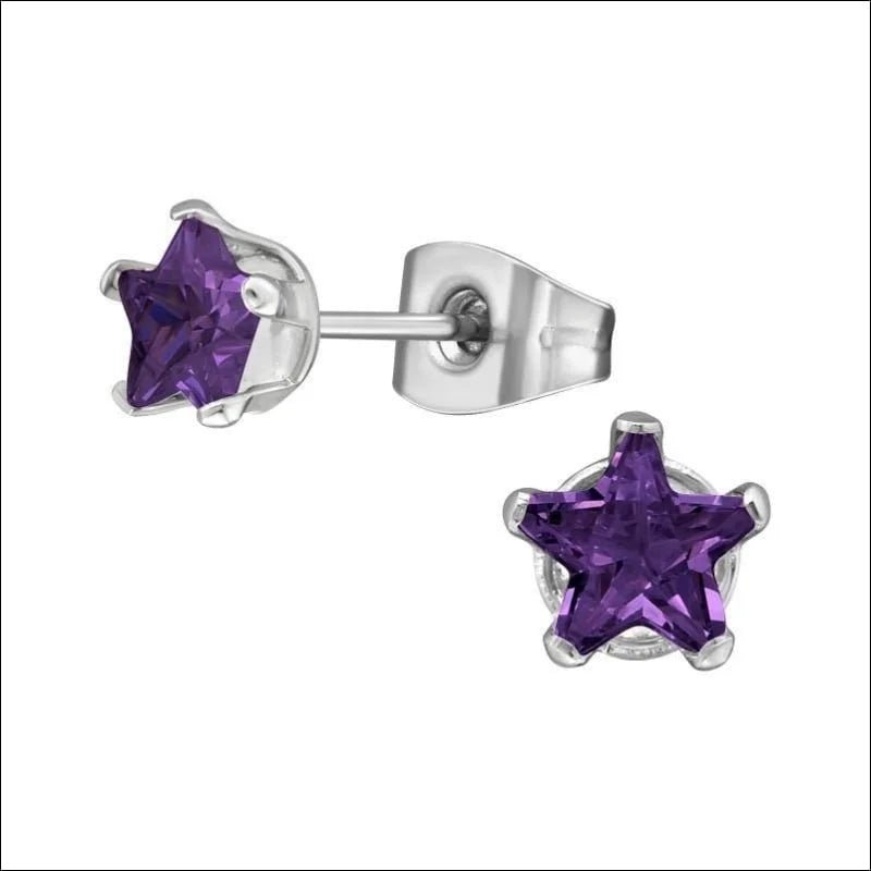 RVS Ster Oorbellen met Zirkonia Diverse Kleuren - Sterretjes Oorstekers - Zilverkleurig / 4mm / Zwar