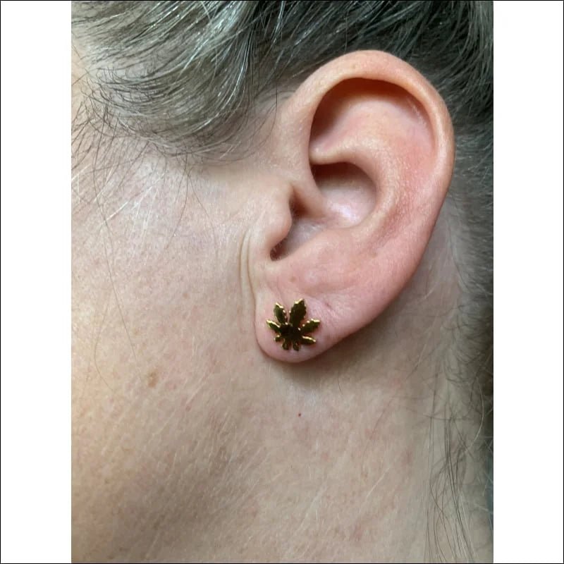 Exclusieve Stalen Oorbellen met Wietblad - Acryl-Zwart-Groen-10mm -