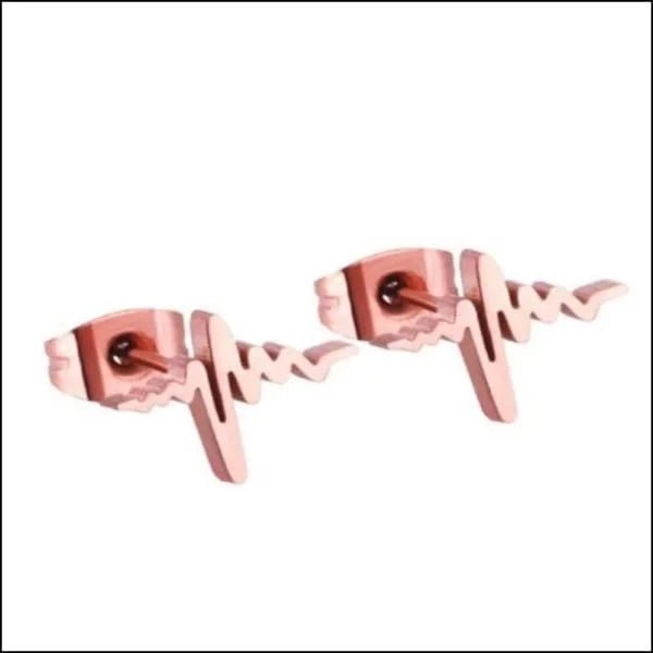 RVS Hartslag Oorbellen Heartbeat 11x5mm - ECG Oorstekers - Zwart-10x7mm -