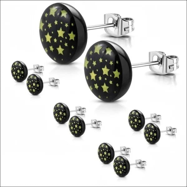 Stijlvolle Stalen Logo Oorbellen - 7mm / Sterretjes-Geel -