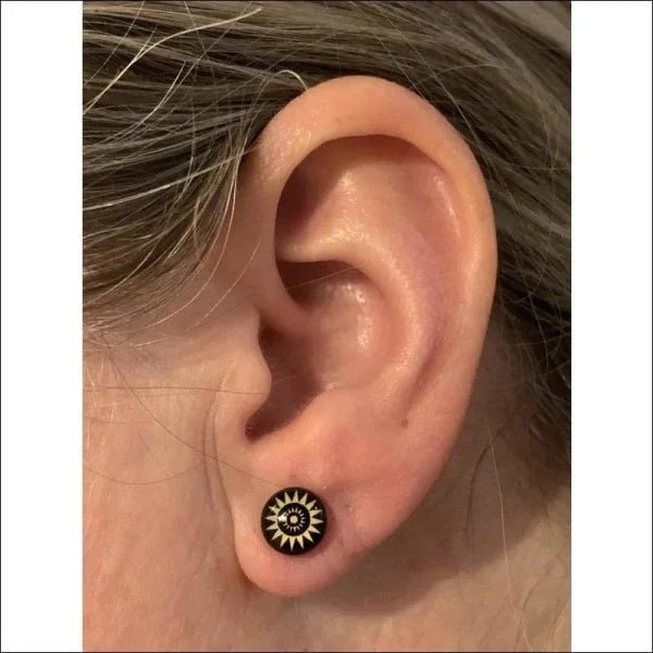 Stijlvolle Stalen Logo Oorbellen - 7mm / Sterretjes-Geel -
