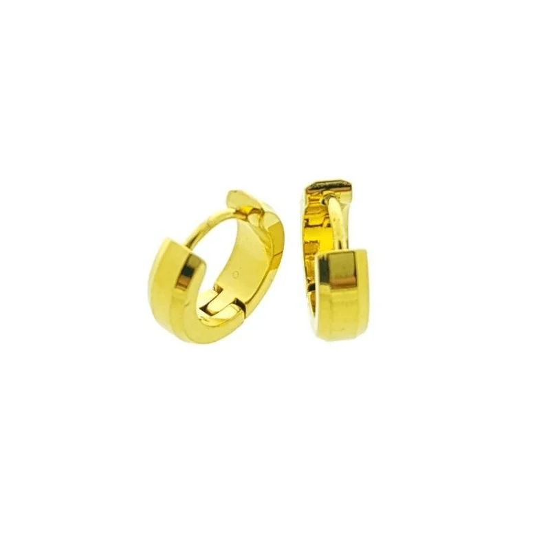 Vergulde RVS Oorringen 14mm - Goudvergulde Hoepel Oorbellen - Sandblasted-14x4mm -