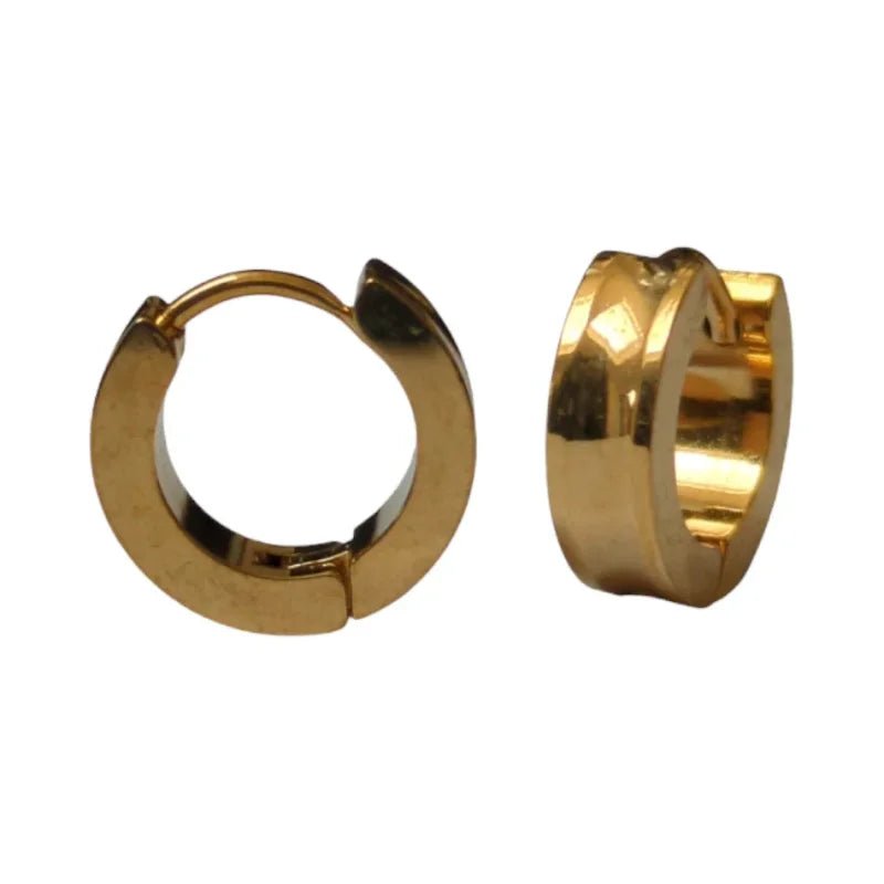 Vergulde RVS Oorringen 14mm - Goudvergulde Hoepel Oorbellen - Afgeronde inkeping-14x4mm -