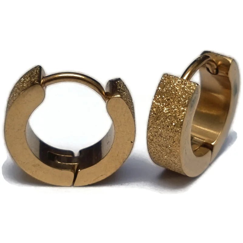 Vergulde RVS Oorringen 14mm - Goudvergulde Hoepel Oorbellen - Streep-14x4mm -