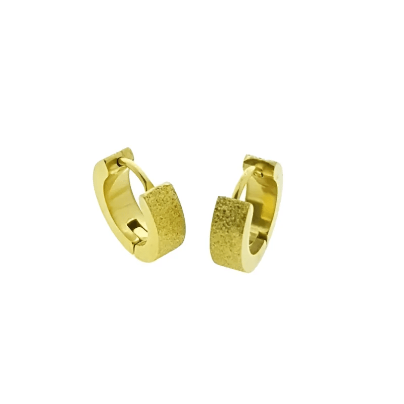 Vergulde RVS Oorringen 14mm - Goudvergulde Hoepel Oorbellen - Strepen-14x4mm -