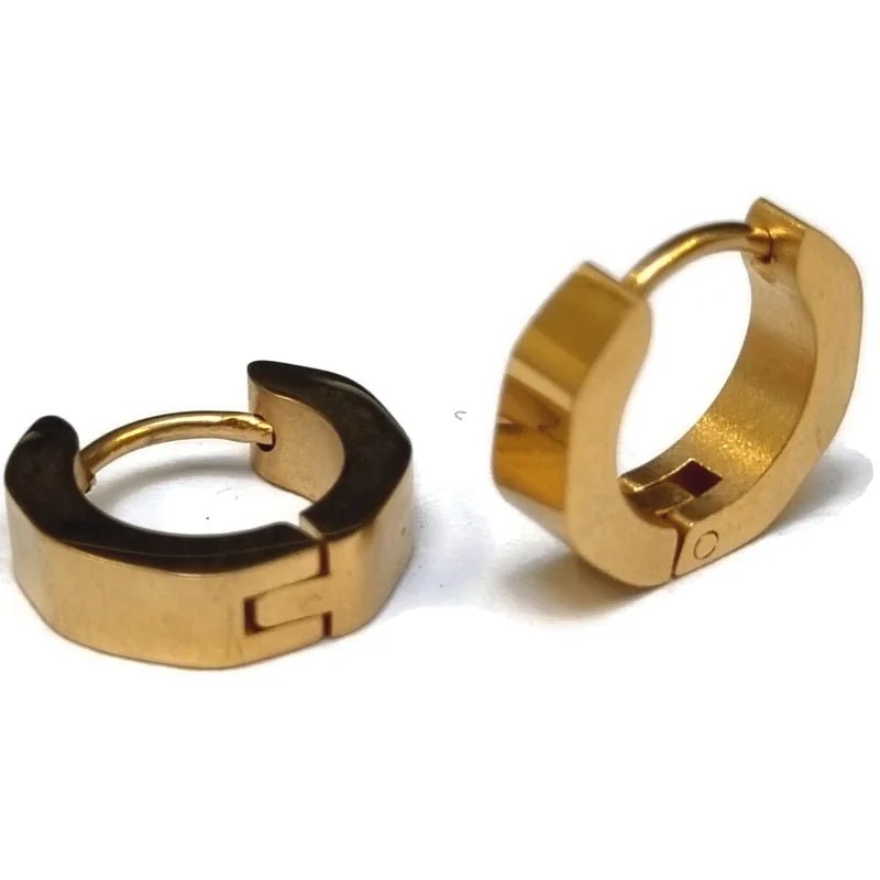 Vergulde RVS Oorringen 14mm - Goudvergulde Hoepel Oorbellen - Zirkonia-14x7mm -