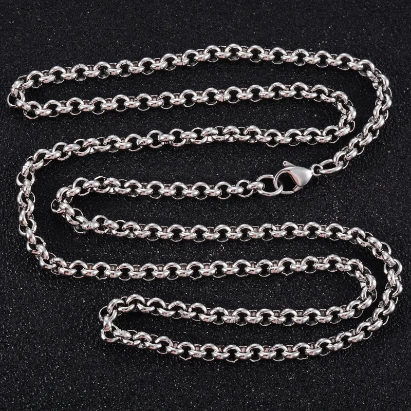 RVS Rolo Ketting Zilverkleurig &acirc;&euro;&ldquo; Ronde Schakelketting Staal Unisex - 75cm / 4mm -
