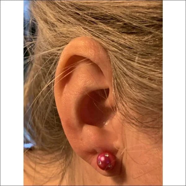 Stalen pareloorbellen met kleine steentjes - 10mm / Aqua-Transparant -