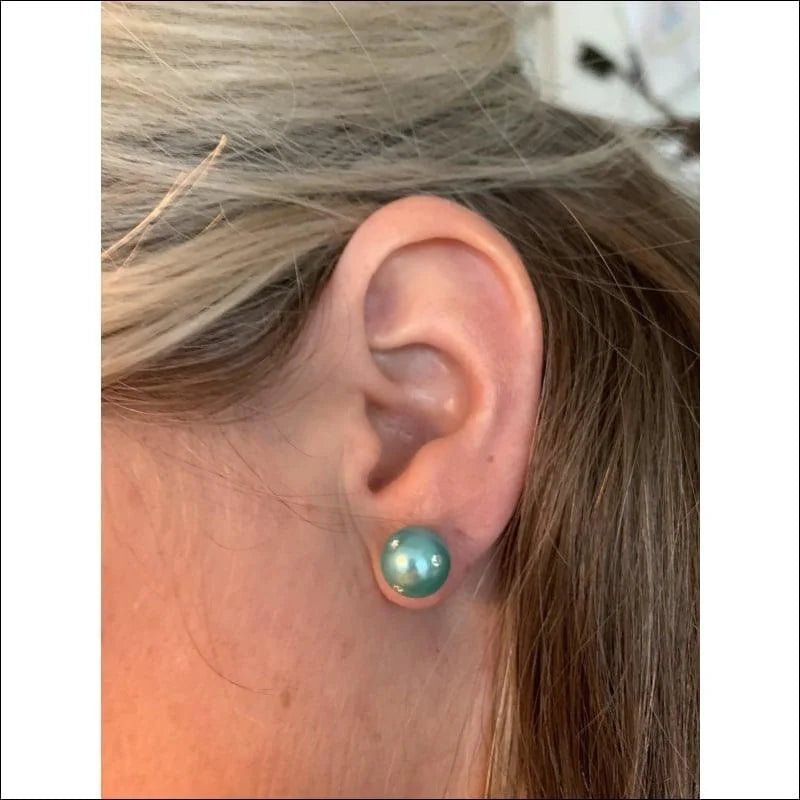 Stalen pareloorbellen met kleine steentjes - 10mm / Aqua-Transparant -