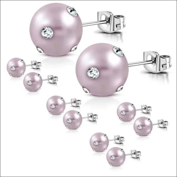 Stalen pareloorbellen met kleine steentjes - 10mm / Purple-Transparant -