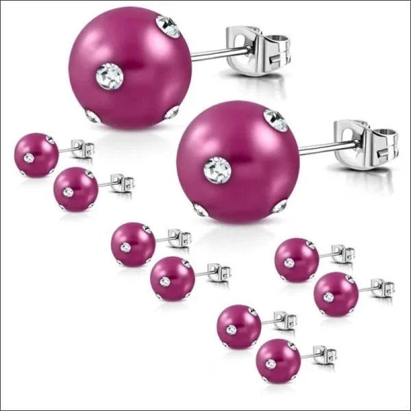 Stalen pareloorbellen met kleine steentjes - 10mm / Purple-Transparant -
