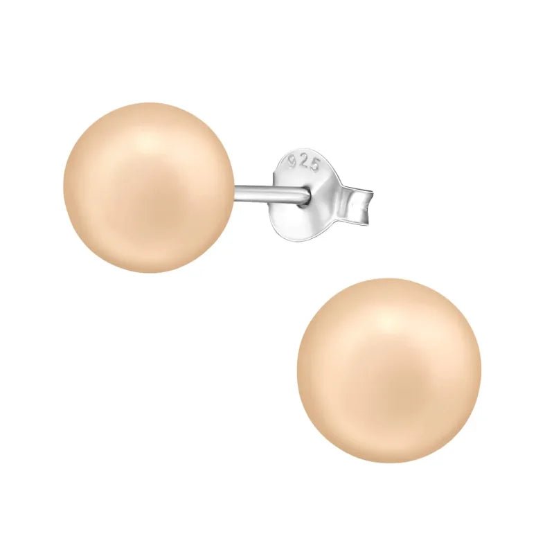 925 Zilveren Parel Oorbellen 6-10mm - Matte Parel Oorstekers - Licht Zalm -