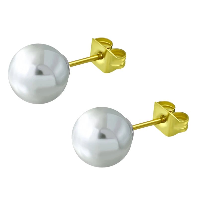 Goudkleurige Pareloorbellen 8mm - RVS -