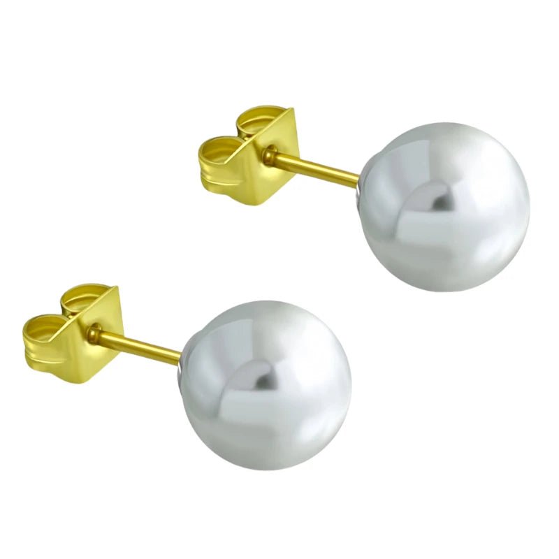 Goudkleurige Pareloorbellen 8mm - RVS -