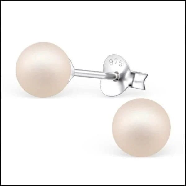 Zilveren Parel Oorbellen - Tijdloze Elegantie - 6mm / Mat Licht Oranje -