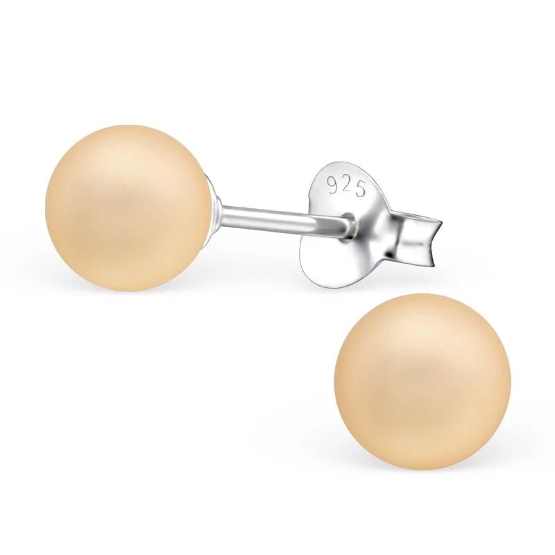 Zilveren Parel Oorbellen - Tijdloze Elegantie - 6mm / Mat Oranje -