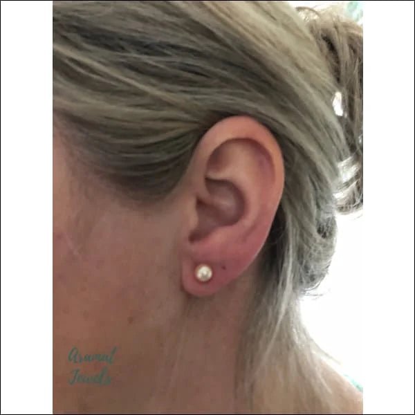 Zilveren Parel Oorbellen - Tijdloze Elegantie - 6mm / Mat Oranje -