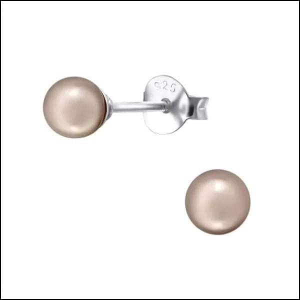 Zilveren Parel Oorbellen - Tijdloze Elegantie - 4mm / Bruin -
