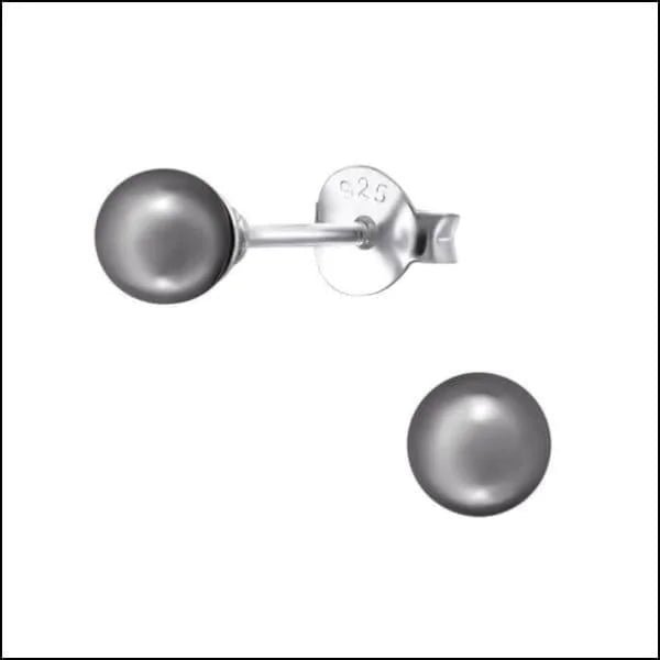 Zilveren Parel Oorbellen - Tijdloze Elegantie - 4mm / Donker Grijs -
