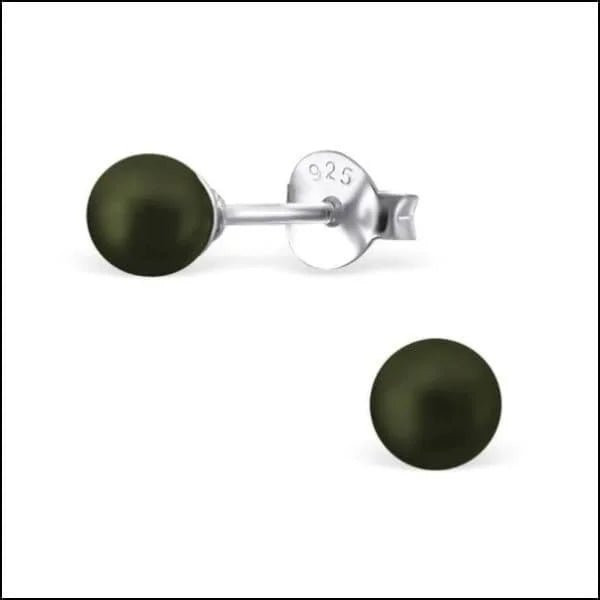 Zilveren Parel Oorbellen - Tijdloze Elegantie - 4mm / Donker Groen -