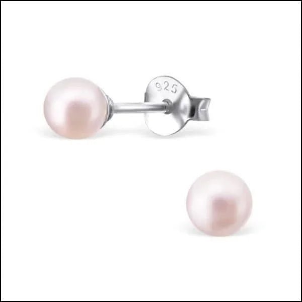 Zilveren Parel Oorbellen - Tijdloze Elegantie - 4mm / Licht Roze -