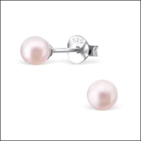Zilveren Parel Oorbellen - Tijdloze Elegantie - 4mm / Licht Oranje -
