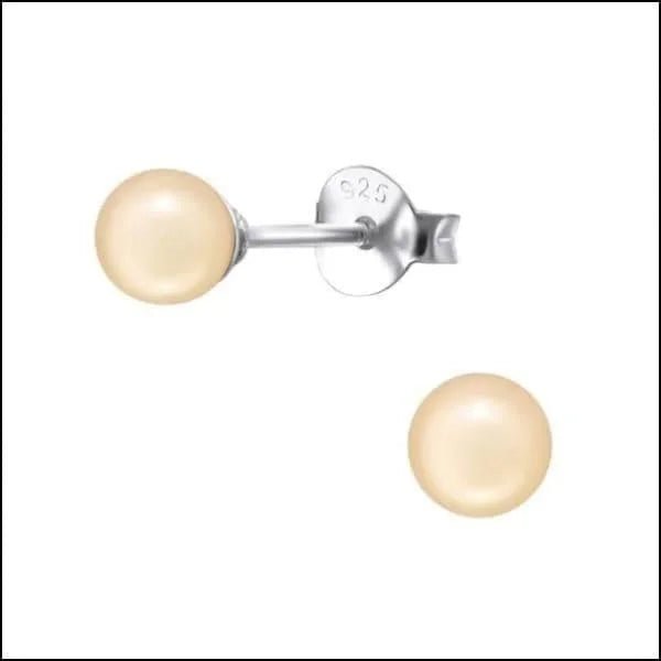 Zilveren Parel Oorbellen - Tijdloze Elegantie - 4mm / Oranje -