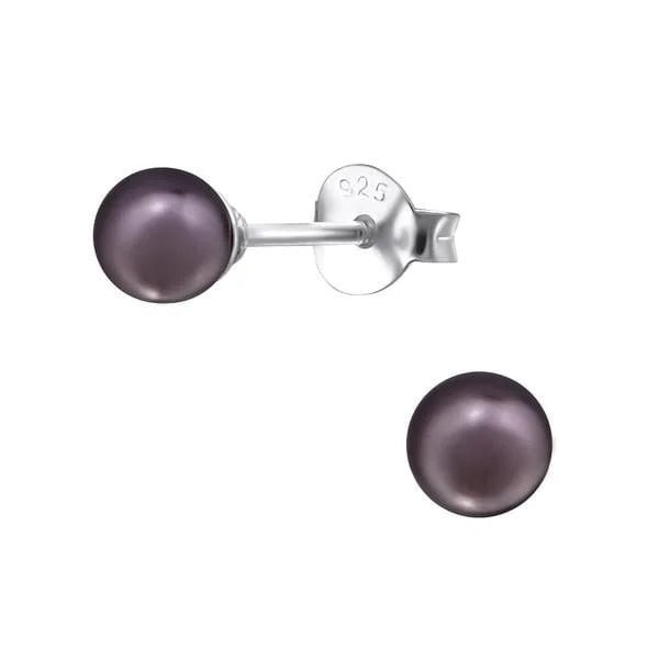 Zilveren Parel Oorbellen - Tijdloze Elegantie - 4mm / Paars -