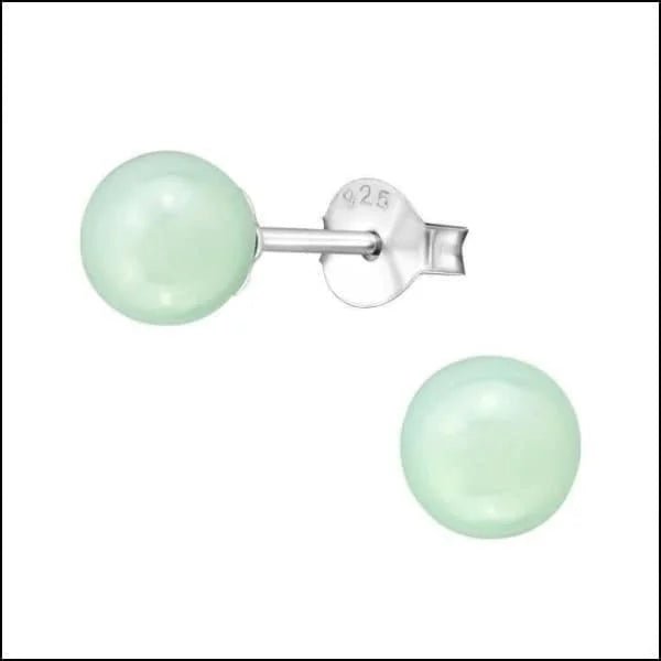 Zilveren Parel Oorbellen - Tijdloze Elegantie - 6mm / Licht Groen Glossy -